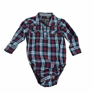 Cody James Infant Plaid Western Long Sleeve Bodysuit | Size 18M